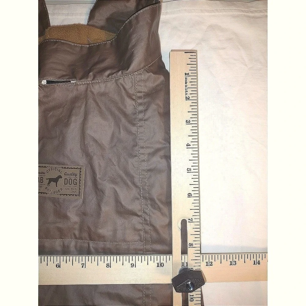 Fab Dog Waxed Cotton Dog Coat Large Brown‎ Fleece Lined Water Resistant Jacket
